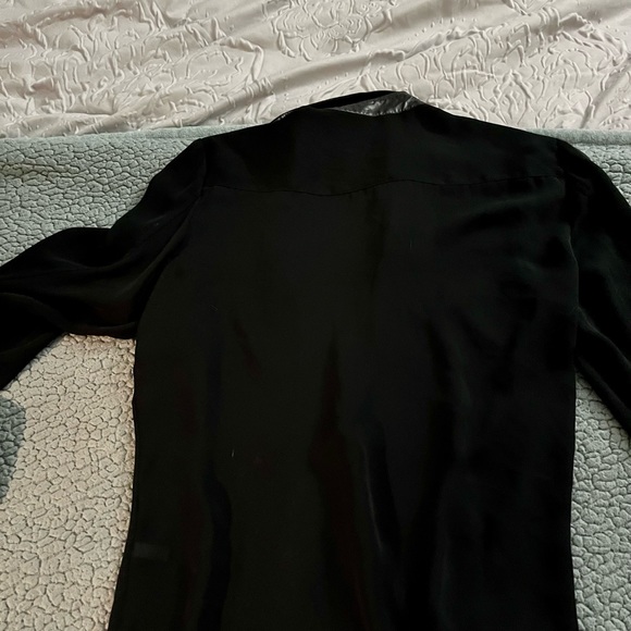 Antonio Melani size Med faux black leather collar/front with shear shirt/sleeves - Picture 3 of 3
